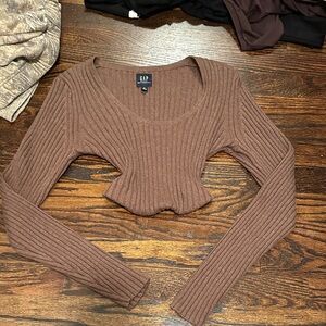 GAP Women's Cocoa Ribbed Blouse